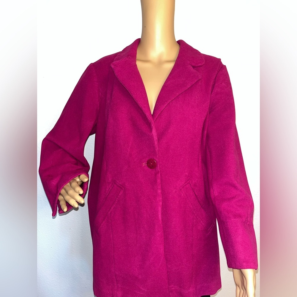 Chico's Fuchsia Single-Button Pea Coat